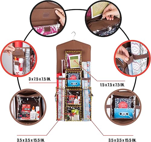 Miniatura 5 de Regal Bazaar Bolsa de regalo colgante de doble cara y organizador de papel de regalo (marrón)