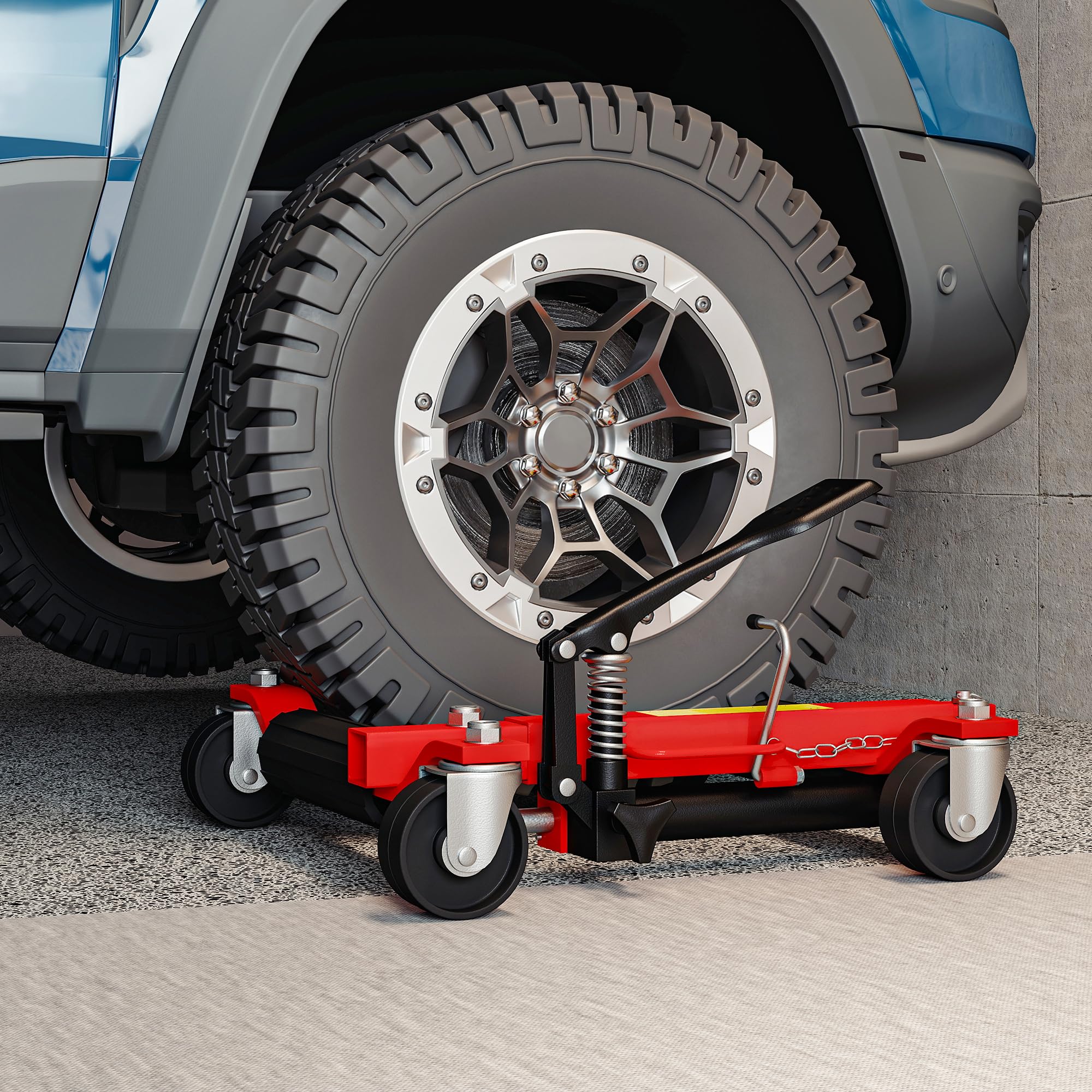 HOMCOM Lot de 2 Chariots de manutention de Voiture capacité 680 kg, Chariot de déplacement, Largeur de Pneu 22,8 cm, Roues rotatives à 360 °, pour réparation et déplacement de véhicules, Noir