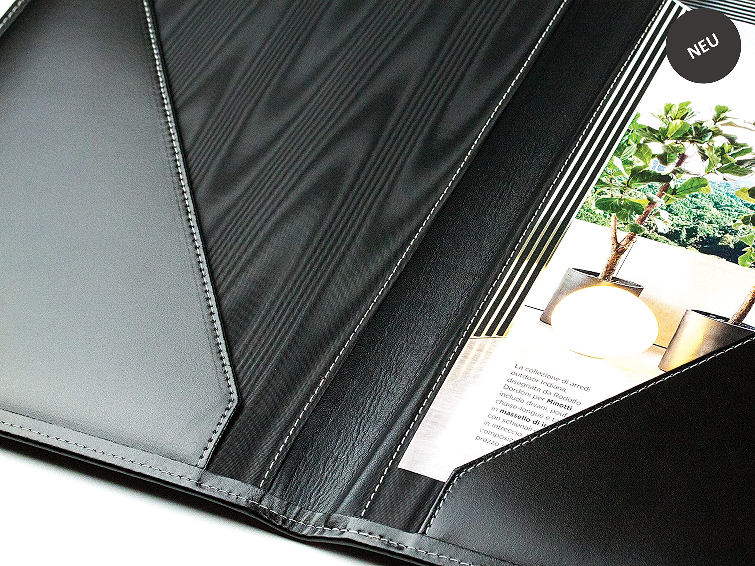 DELMON VARONE - Personalisierbare Urkundenmappe DIN A4 aus Cambridge Top Grain Leder schwarz, Dokumentenmappe mit 2 Einsteckfächer, Hardcover & Moiré Innenfutter für Dokumente, Zeugnisse & Urkunden