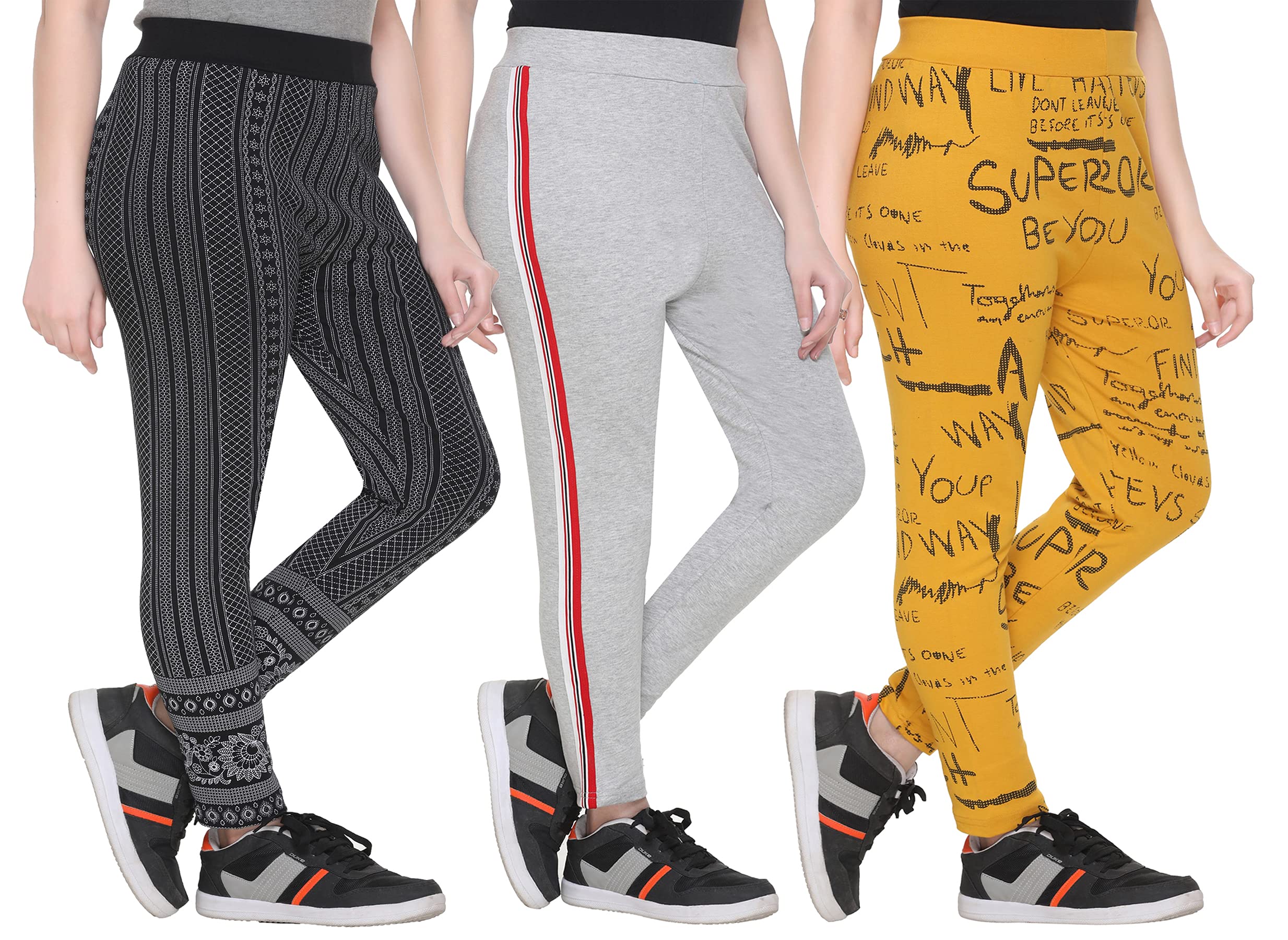 SHAUNWomen Free Size Plus Size(Waist Size 36-46 inch) 3XL to 7XL Stretchable Track Pant (Length 37-39 inch_Pack of 3_778WT3_5P$)