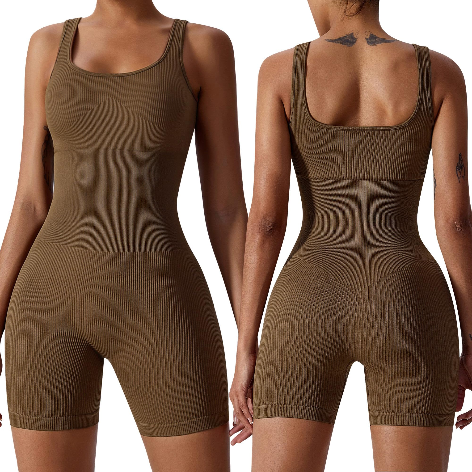 AIEOE Mono deportivo corto para mujer, para yoga, moldeador, sin mangas, sin mangas, sin costuras, tallas S-XL