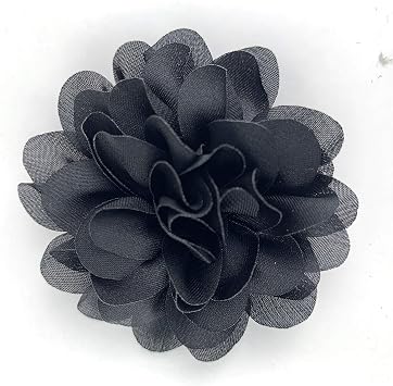 Worlds Black Chiffon Ruffled Fabric Flower for DIY Handmade Decorative, Hair Clip,Scrapbooking and More Decoration 10PC 2-3/8" Inch