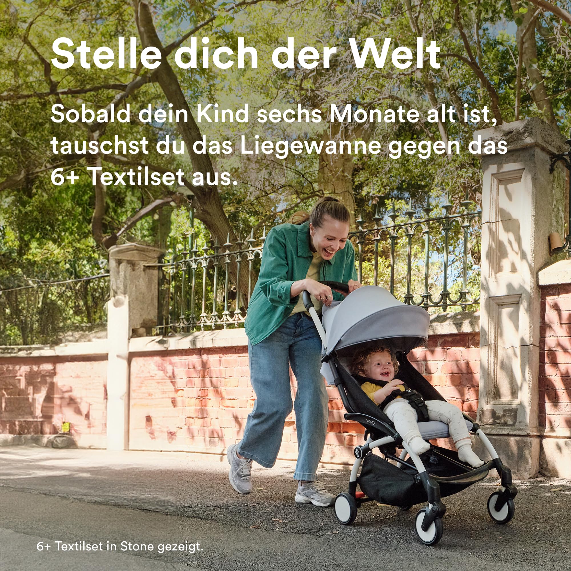 Stokke YOYO3 Kinderwagen mit Liegewanne schwarzem Rahmen YOYO 6+ Textilset Olive