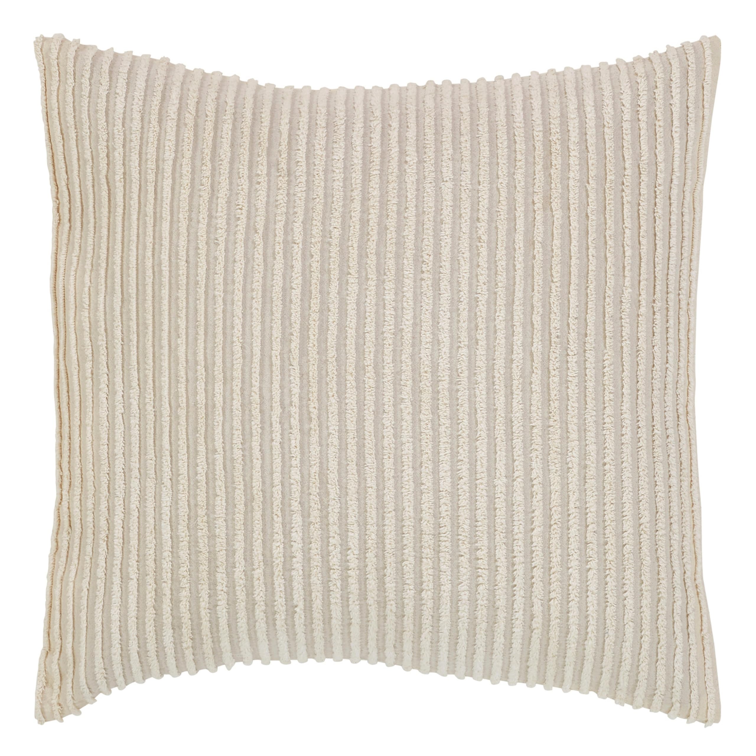 Better Trends Jullian Collection is Super Soft and Light Weight in Bold Stripes Design 100% Cotton Tufted Unique Luxurious Machine Washable Tumble Dry, Euro Sham, Ivory