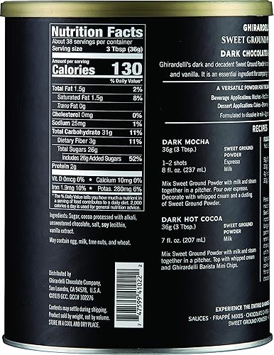 Miniatura 4 de Ghirardelli Sweet Ground Premium Powder - Variedad de 3 sabores, lata de 1 a 3 libras cada una, chocolate blanco, chocolate y chocolate negro con