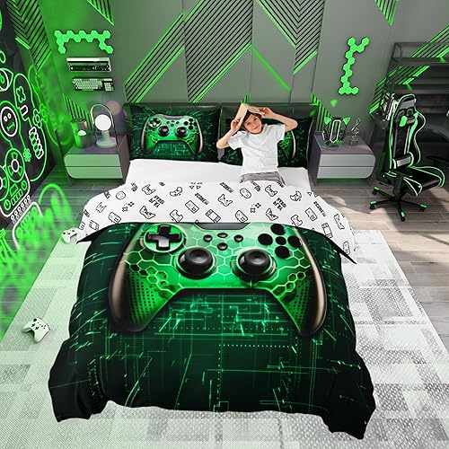 Miniatura 11 de Funda de edredón de sóftbol tamaño Queen para niños y niñas, juego de ropa de cama de color amarillo degradado, funda de edredón para juegos Camping