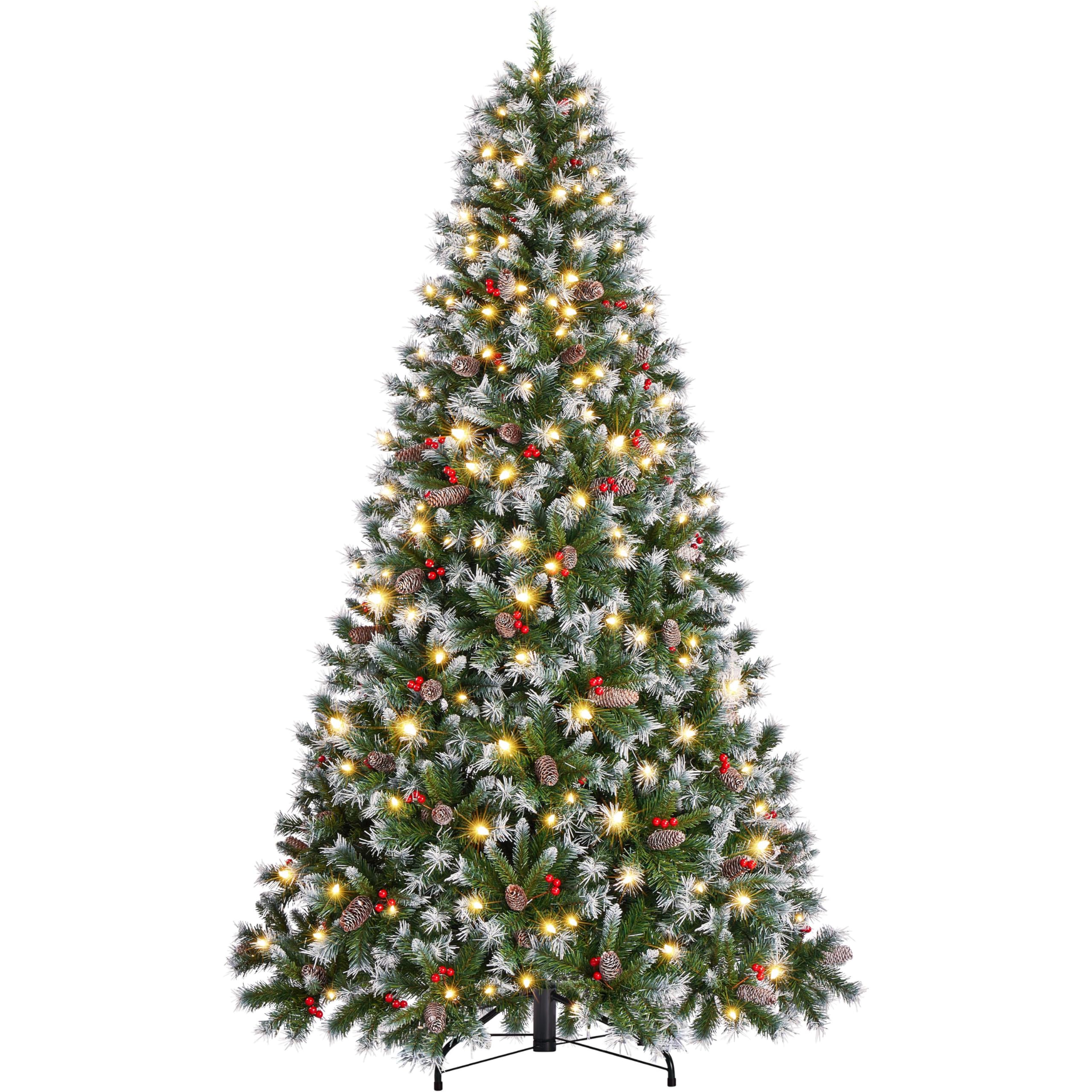 Yaheetech 6ft Pre-lit Christmas Tree with Pinecones, Warm White Lights