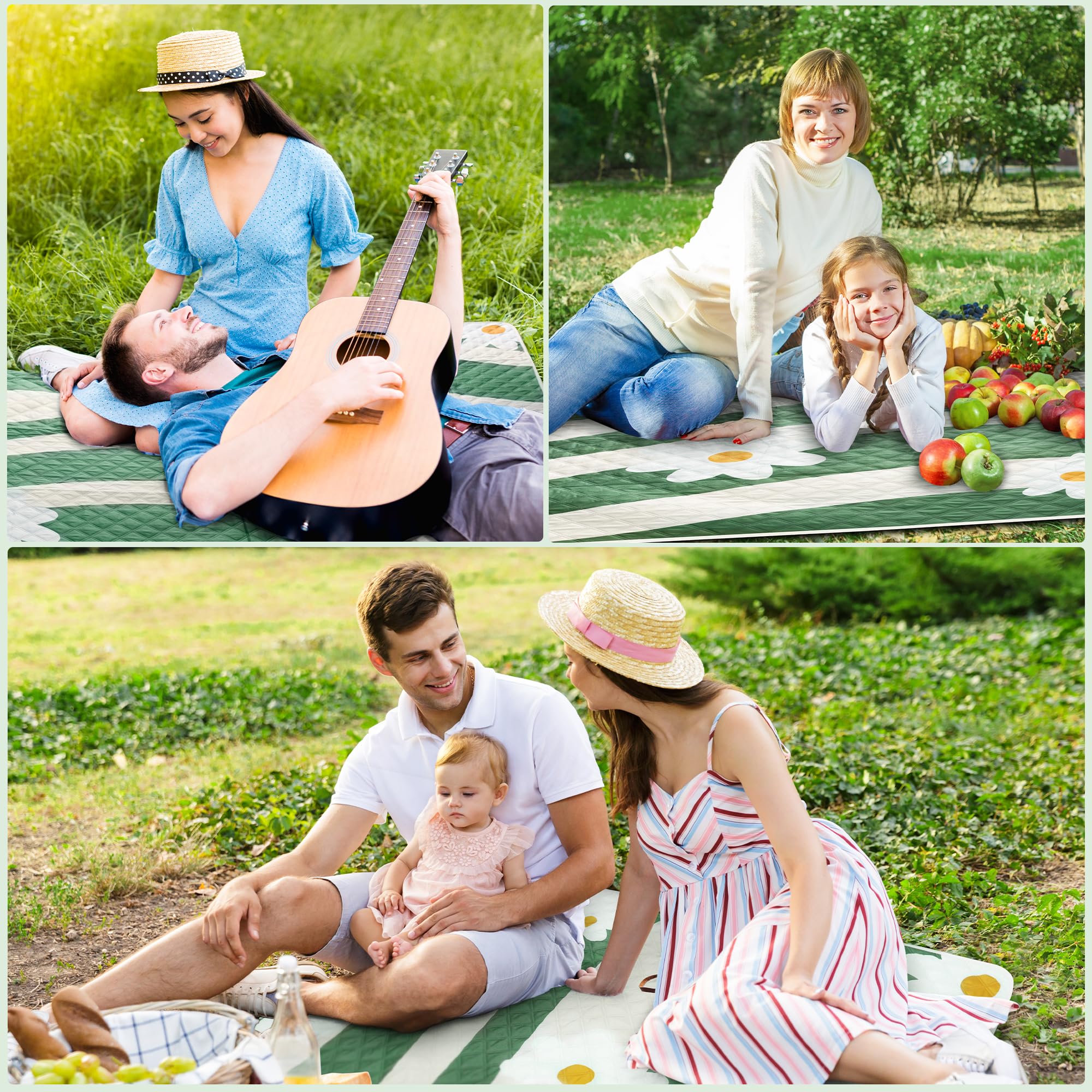 LARUTAN Coperta da spiaggia, impermeabile e lavabile, coperta da picnic portatile con tracolla, perfetta per spiaggia e picnic, 200 x 300 cm