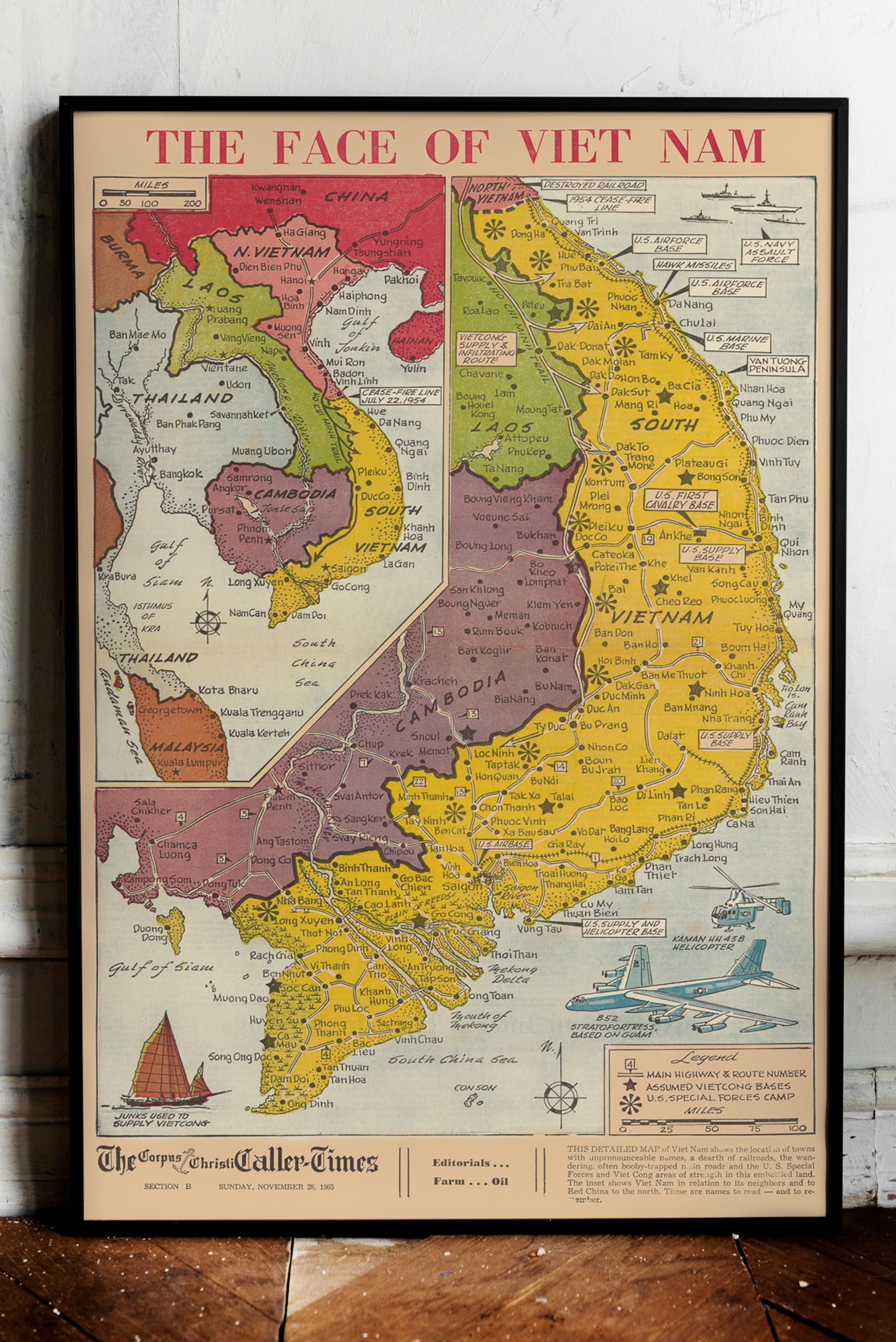 Amazon.com: Vietnam - Pictorial Map, 1965 - Military History Wall