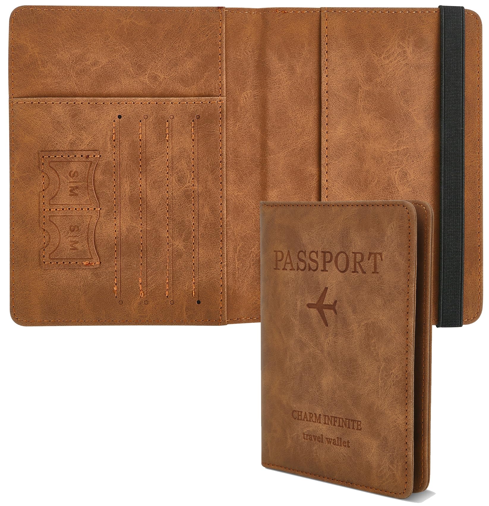 Passport Holder Cover Wallet for Men Women, Travel Essentials Must Haves Waterproof RFID Blocking Card Slots Leather Passport Case Travel Wallet, Coffee, Classic