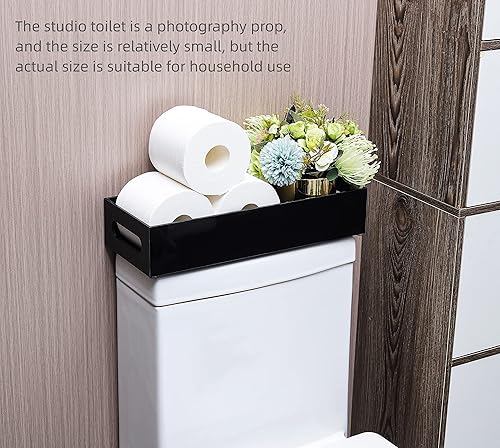 Miniatura 9 de IEEK Cesta de papel higiénico, soporte de papel higiénico acrílico con bandeja de baño moderna con asa y alfombrillas antideslizantes para