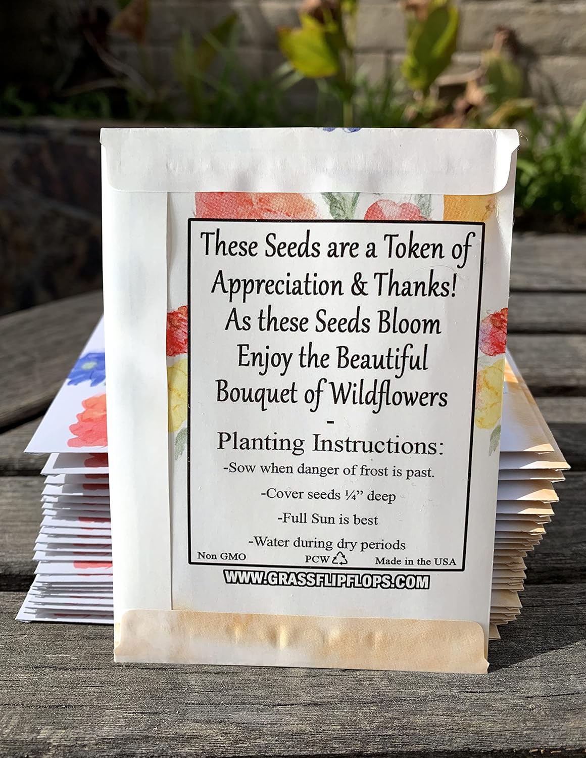 Pack of 20 Pre-Filled "Thank You" Plant Seed Packets Beautiful Flower Vase Party Favors for Guests, bridal shower favors, Parties, Wedding favors, Wildflower Seeds Mix Plant for Year -Round