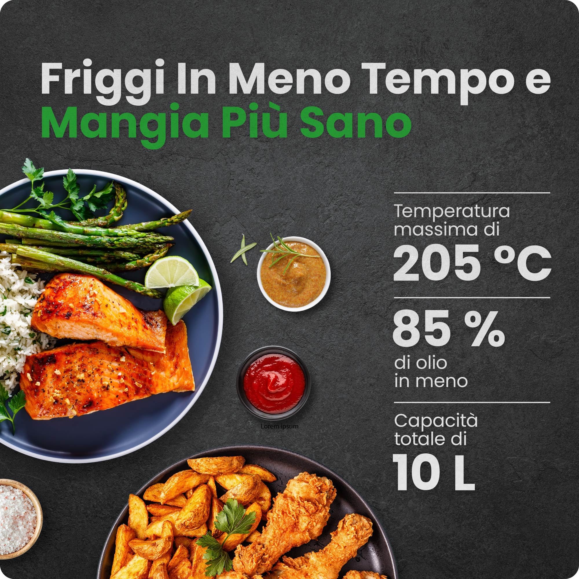 Chefman Friggitrice Digitale Multifunzionale, Girarrosto, Disidratatore, Forno a Convezione, 17 Preselezioni Touch-Screen, Friggere, Arrostire, Spegnimento Automatico, Formato Famiglia XL 10 L, Nero