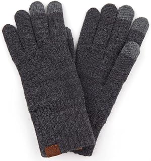 Funky Junque Winter Gloves Warm Touchscreen Tight Garter Knit Slim Smart Tip Gloves
