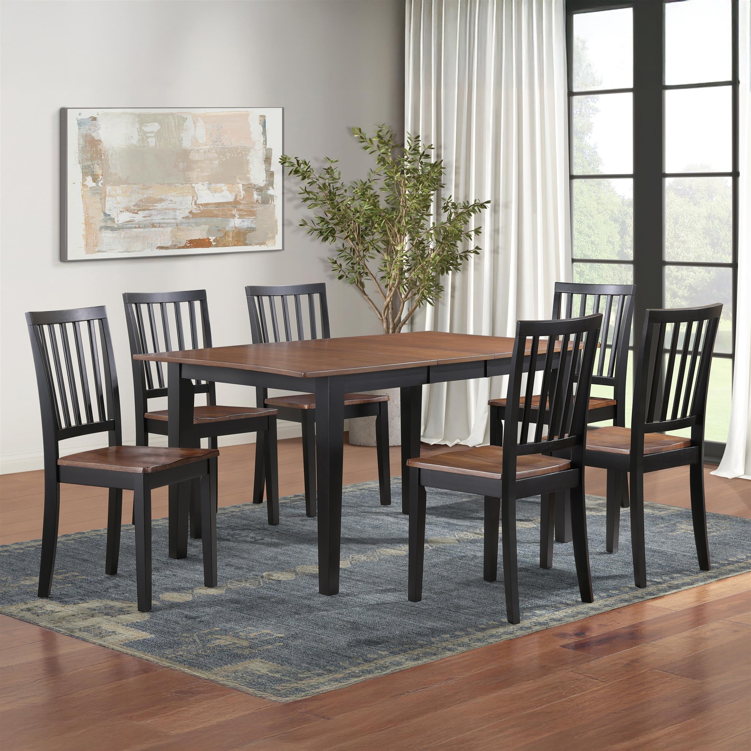 Joplin 7PC Dining Set with 6 Chairs in Brown by Steve Silver – Wood, Brown, Model JOP500N-D7PC