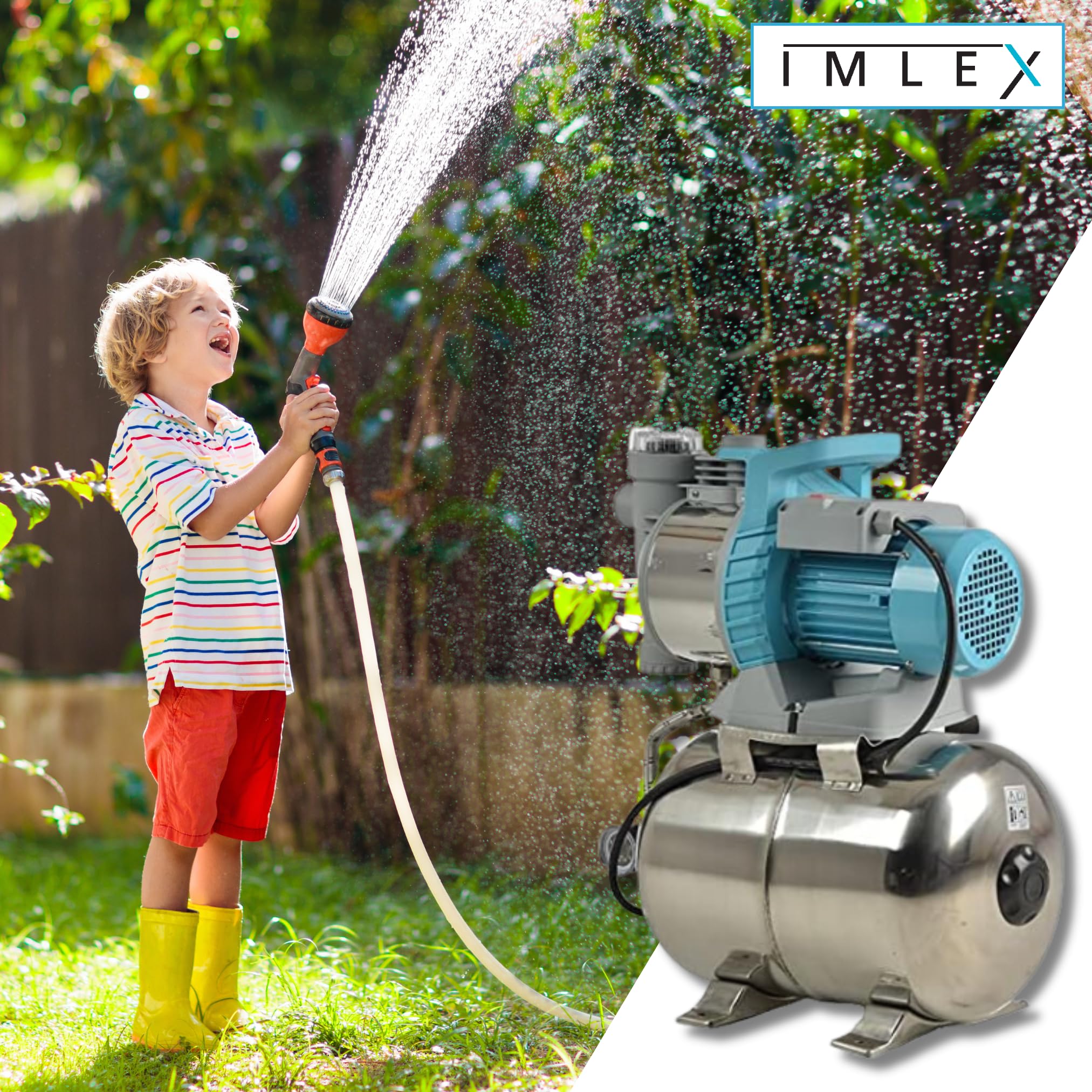 IMLEX Hauswasserwerk IM-HWW4500 Gartenpumpe Pumpe 85 dB 4500 l/h, 1300 Watt
