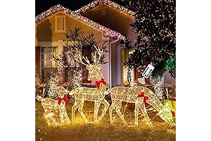 3-Piece Light-Up Reindeer Christmas Yard Decorations