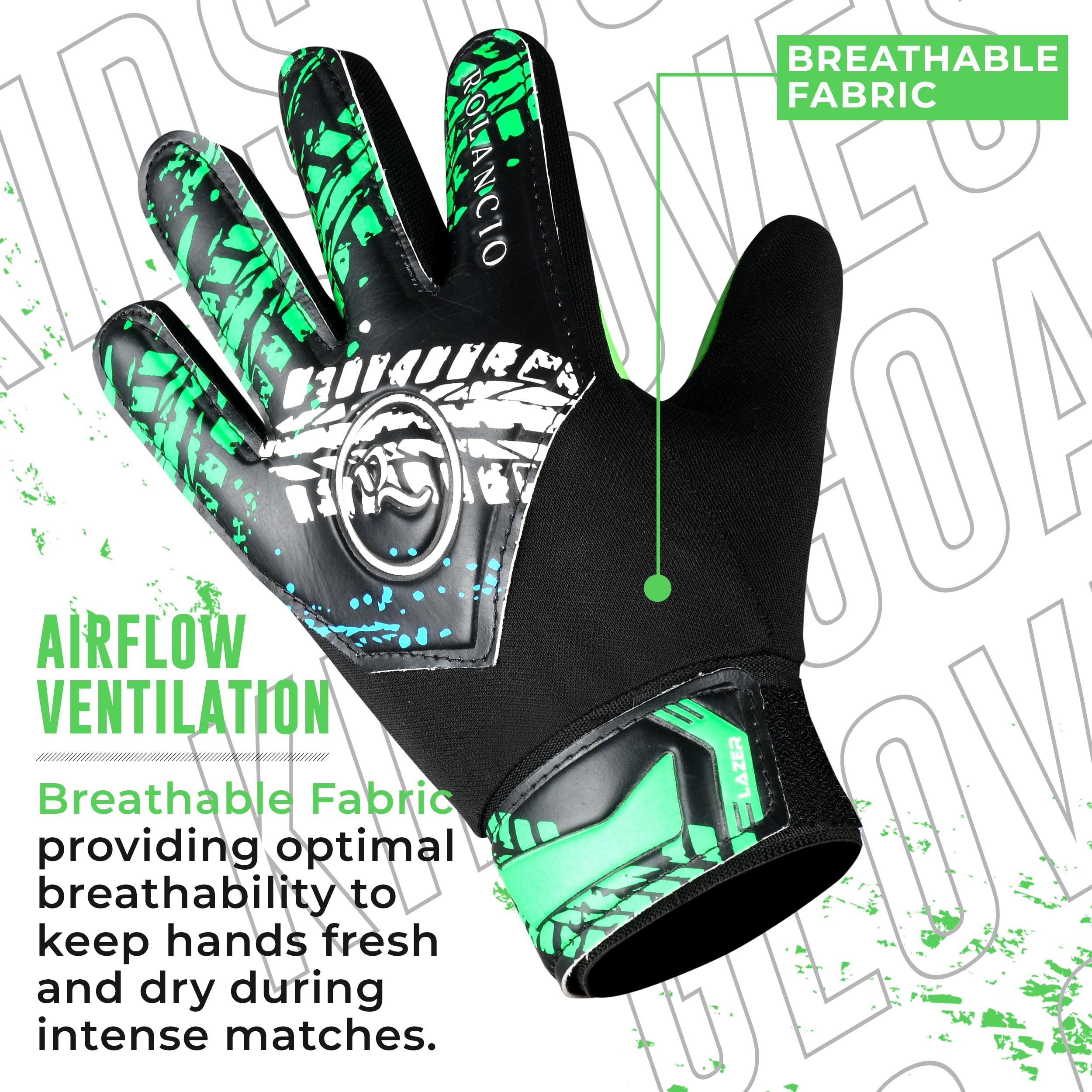 ROLANCIO Goalkeeper Gloves, Green, 03 - Image 3