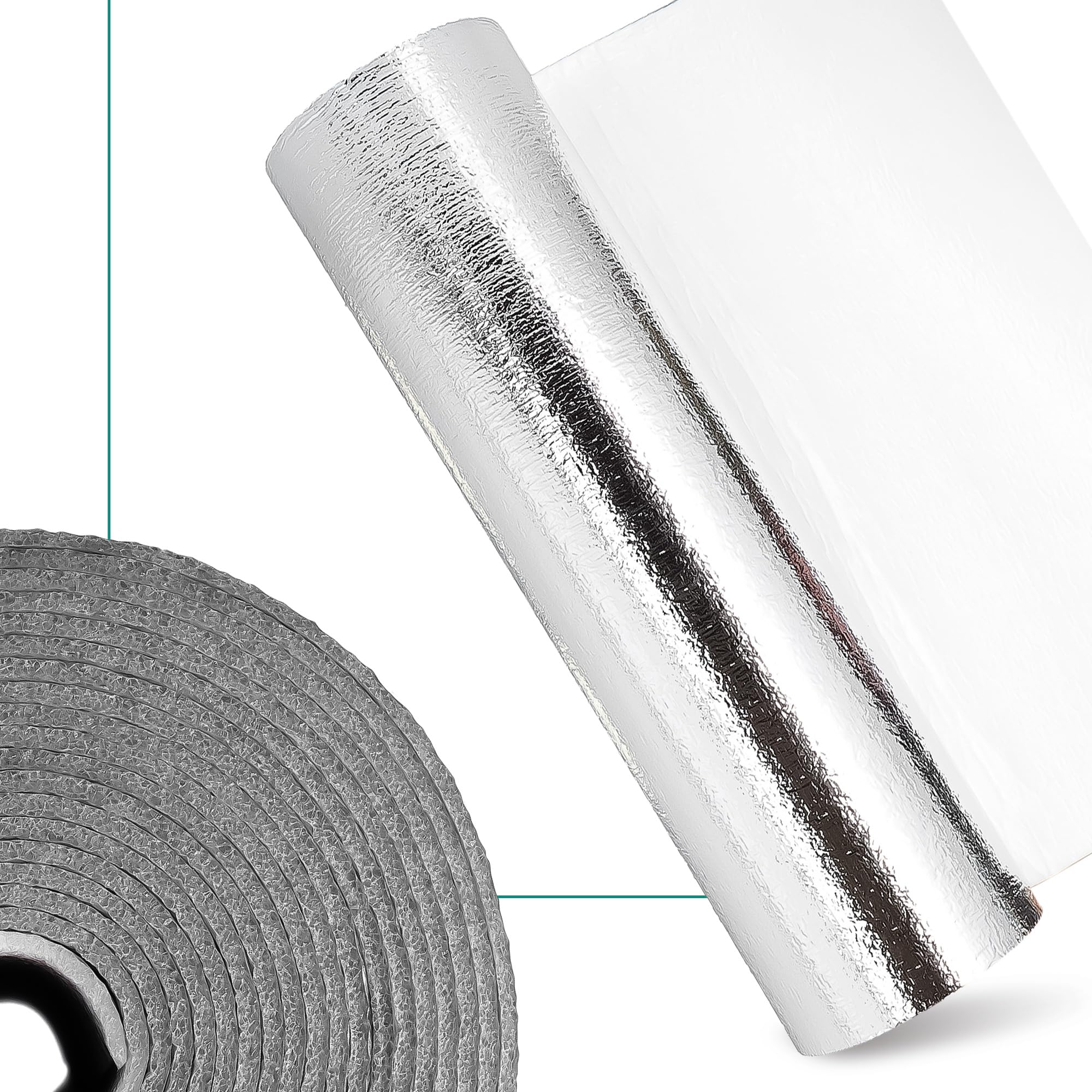 Millto™ Ekran Zagrzejnikowy Mata Aluminiowa 2,5m | Pianka Termoizolacyjna Izolacyjna Izolacja Ścienna Piankowa Folia Odblaskowa Uniwersalna Termiczna Grzejników Ścian