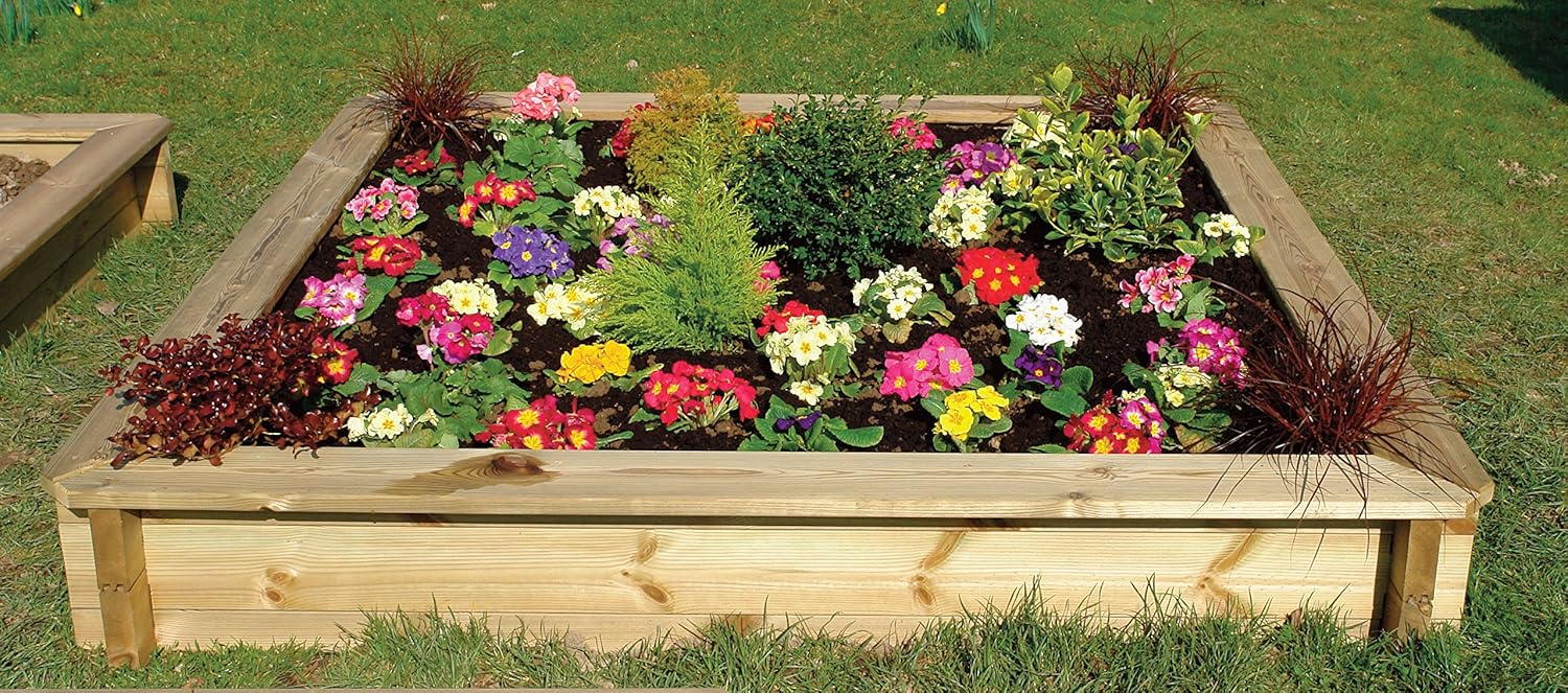 1.5m x 1.5m 27mm 429mm High Deluxe Wooden Raised Bed