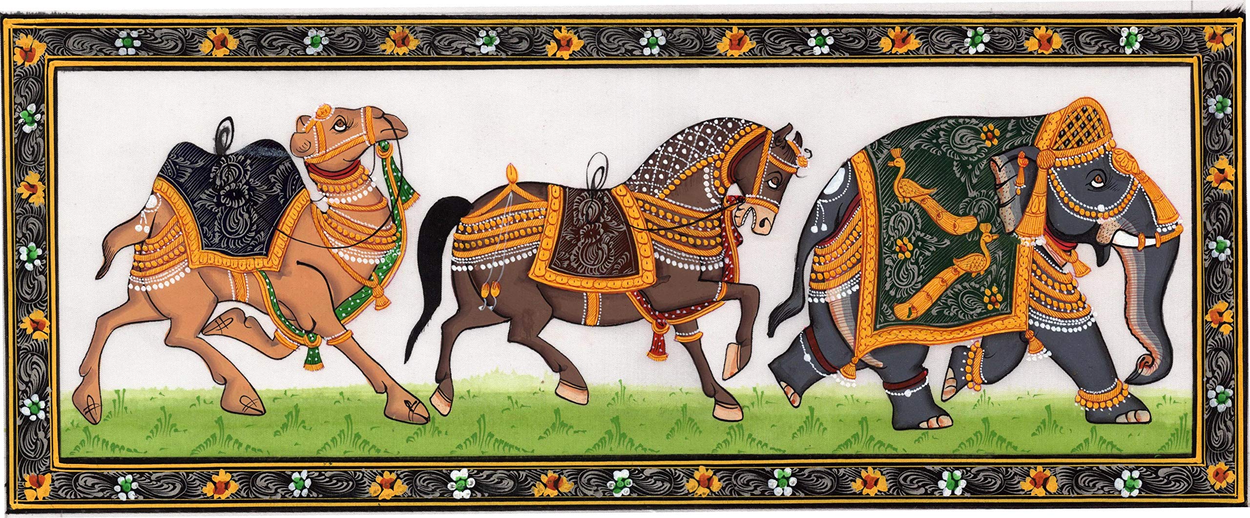 Amazon.com: Indian Elephant Horse Camel Painting Handmade