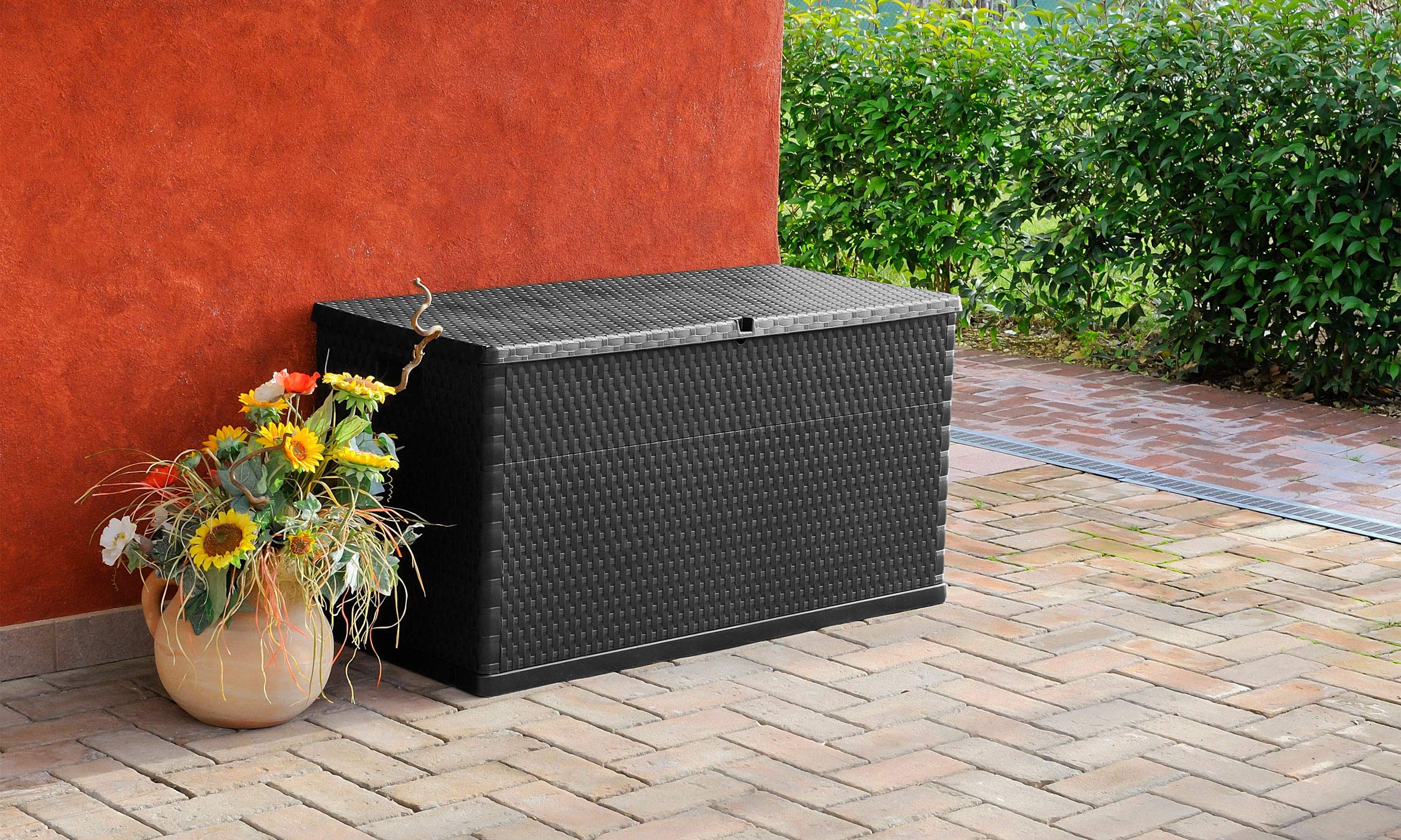 Coffre de Jardin d'extérieur avec Espace de Rangement de 420 l - Boîte de terrasse verrouillable - Taille XL - Plastique - 120 x 56 x 63 cm