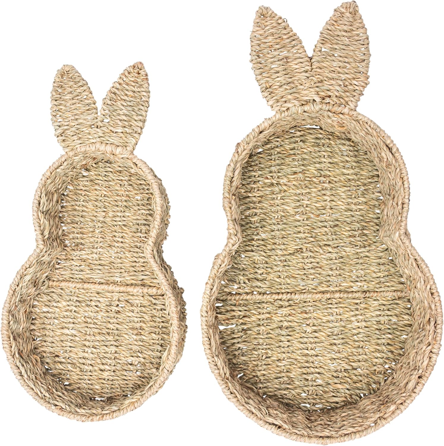 Boston International Bunny-Shaped Seagrass Baskets — Decorative Easter Storage Trays — Spring Set for Tabletop or Entryway Display, 2 Sizes, Bunny Silhouette