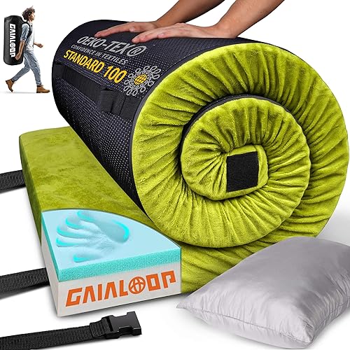 Vista 104 de Colchón de espuma viscoelástica gruesa de 3 pulgadas para acampar [coche/tienda de campaña/cuna] Glamping portátil, colchón de futón enrollable