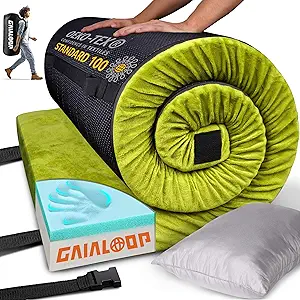 3 Inch GAIALOOP Thick Memory Foam Camping Mattress Sleeping Pad [Car/Tent/Cot] Glamping Portable Floor Mat Roll Up Futon Mattress for Guests Kids Adult Sleepover