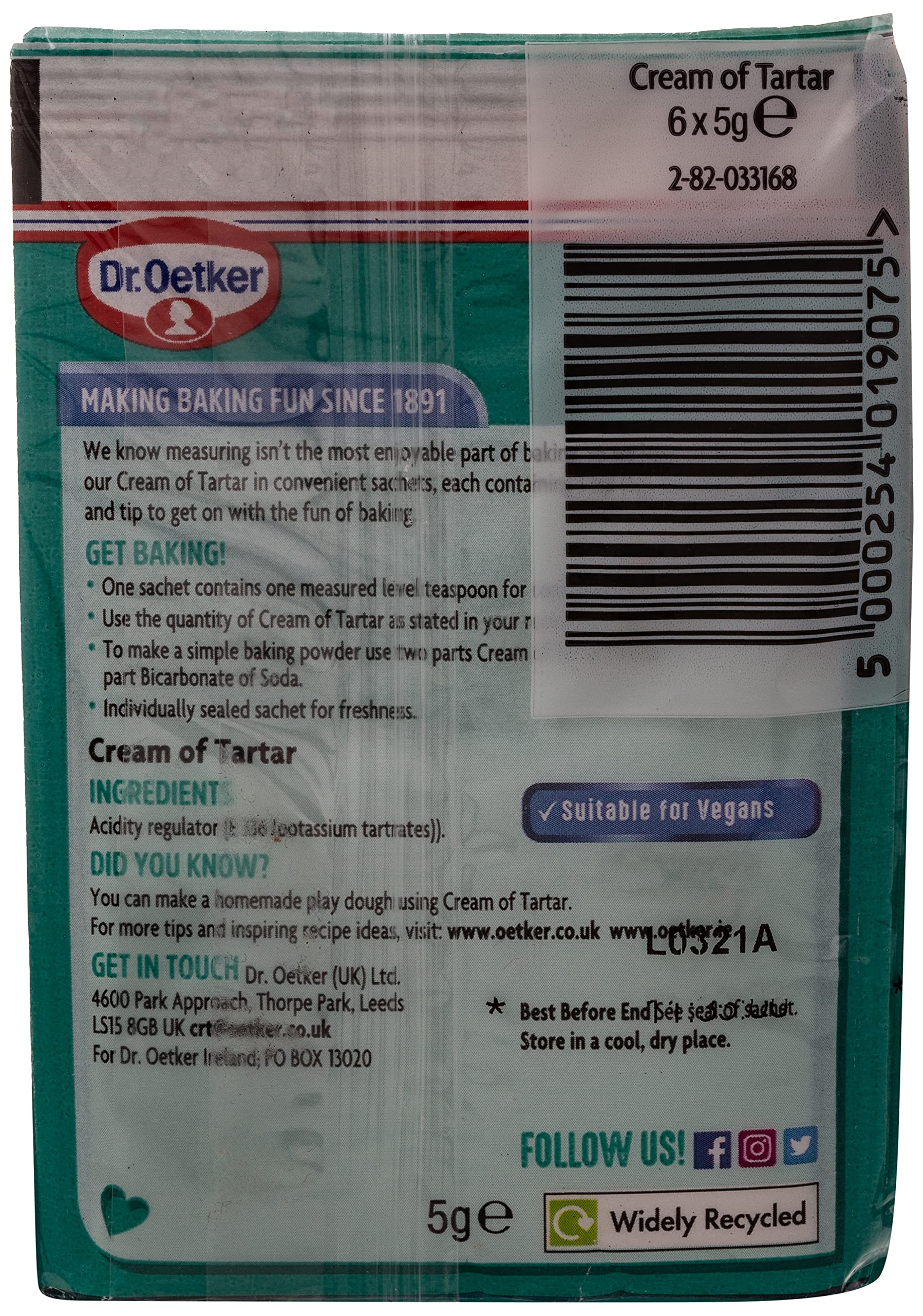 Buy Dr. Oetker Cream of Tartar, 5 g (Pack of 6) Online at desertcart INDIA