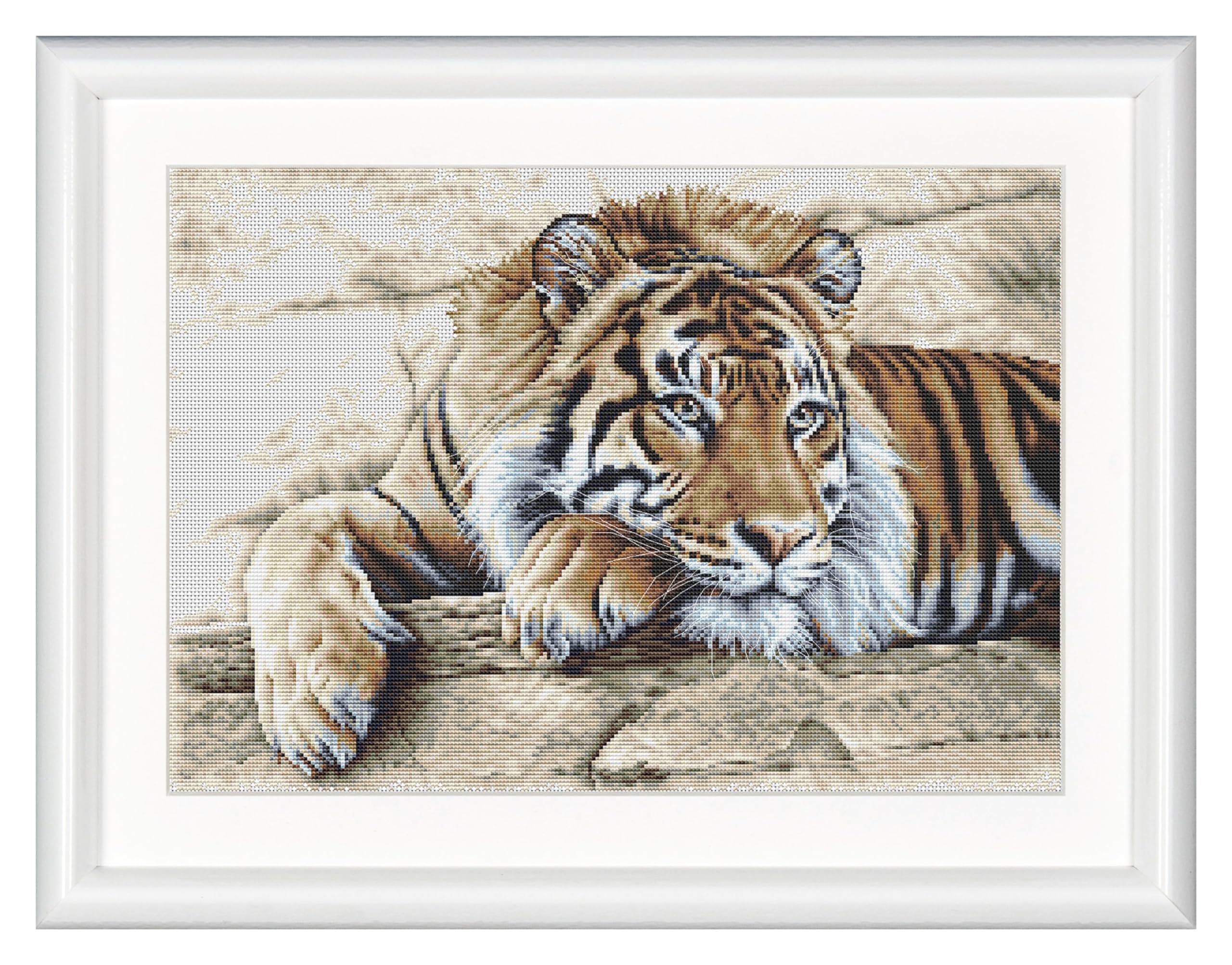 Thea GOUVERNEUR SINCE 1959 Thea Gouverneur - Counted Cross Stitch Kit - Tiger - Linen - 36 count - For Adults - 579