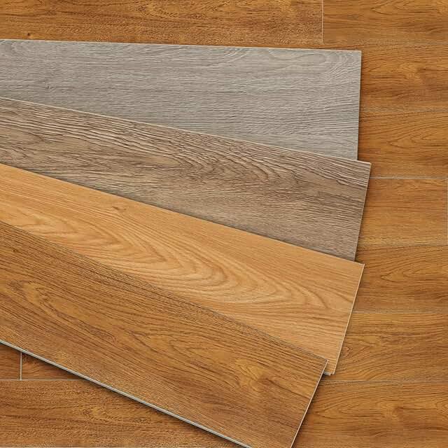 KIAYACI Vinyl Flooring 9 Pieces Luxury Vinyl Flooring Tiles Interlocking Flooring for DIY Installation Wood Look Burlywood...
