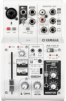 YAMAHA AG03 オーディオインターフェイス マイク Amazon.co.jp: YAMAHA ミキサー AG03MK2 W(白) + コンデンサー