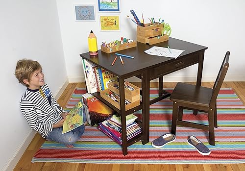 Miniatura 7 de Lipper International 584WN, escritorio para niños, estación de trabajo, de nogal