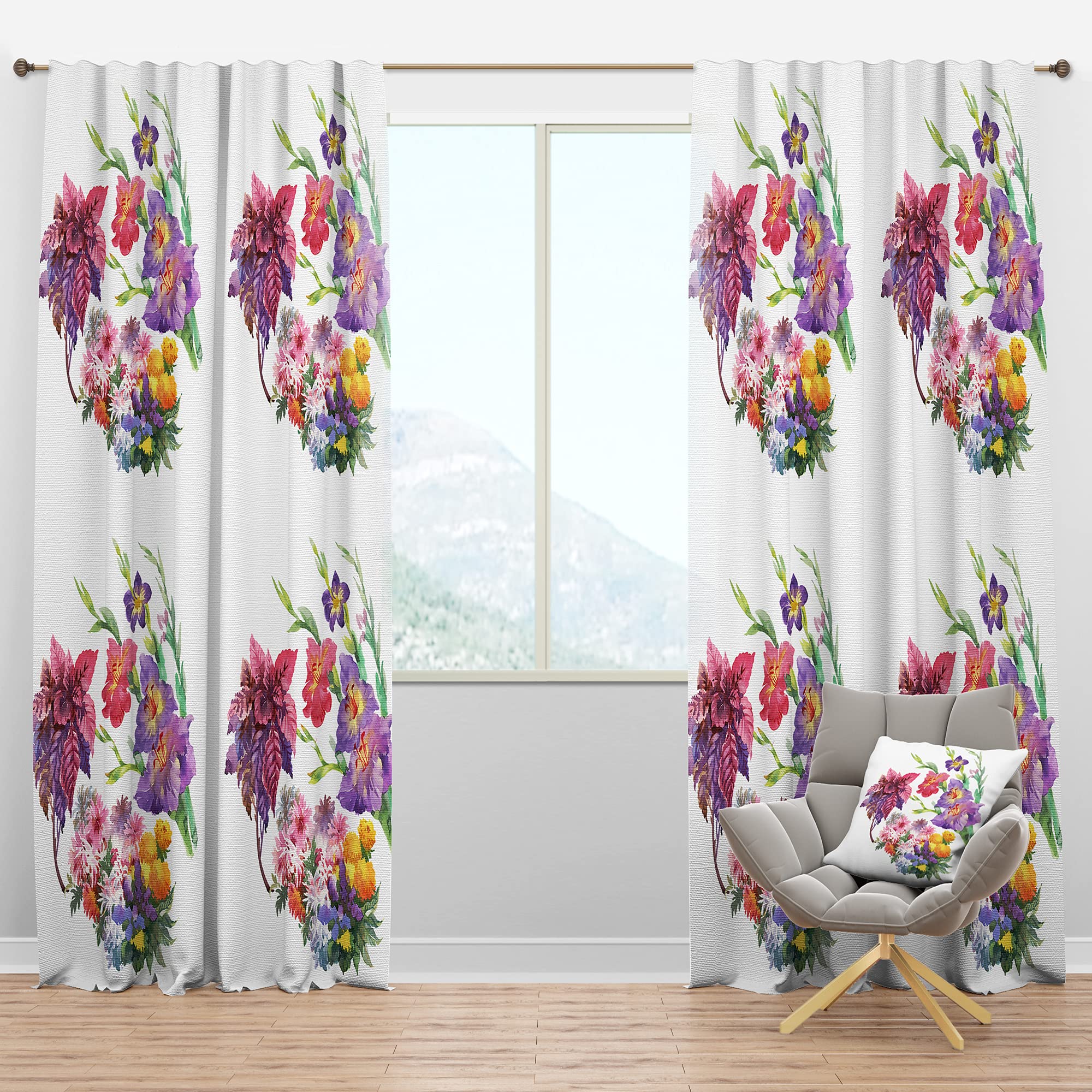 Rideau occultant contre le vis-à-vis et la lumière à motif floral DesignQ