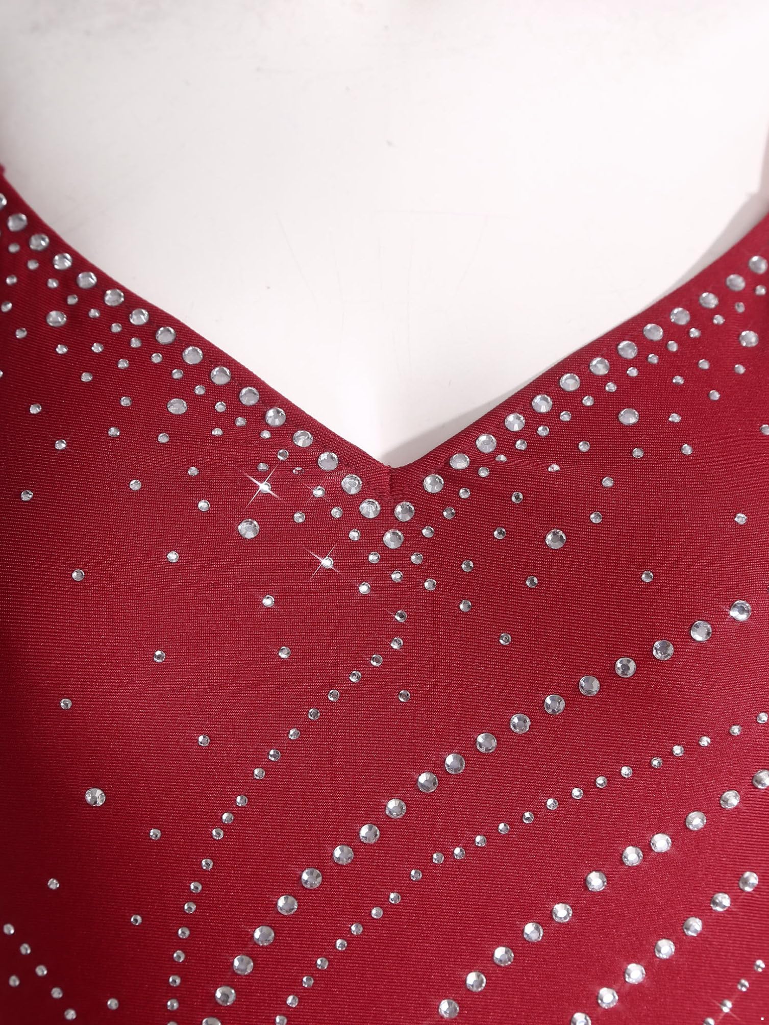 inhzoy Donna Abito da Ballo Latino Americano Tango con Frange Nappe Vestito da Pattinaggio Artistico Maniche Lunghe Body Danza Classica Ginnastica Ritmica Dancewear