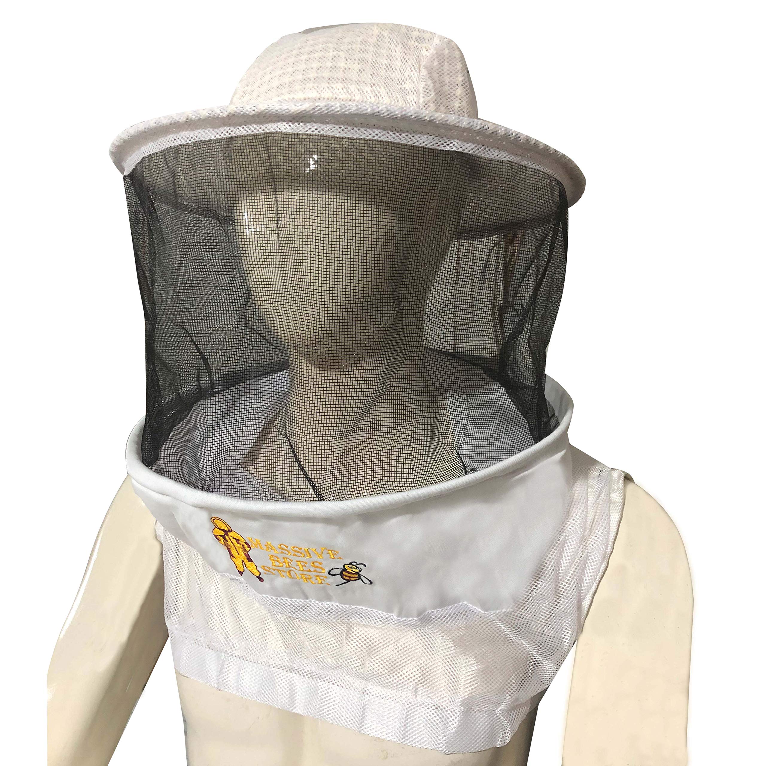 Three Layer Ventilated Beekeeping Veil in Round (White, 3-Layer Hat)
