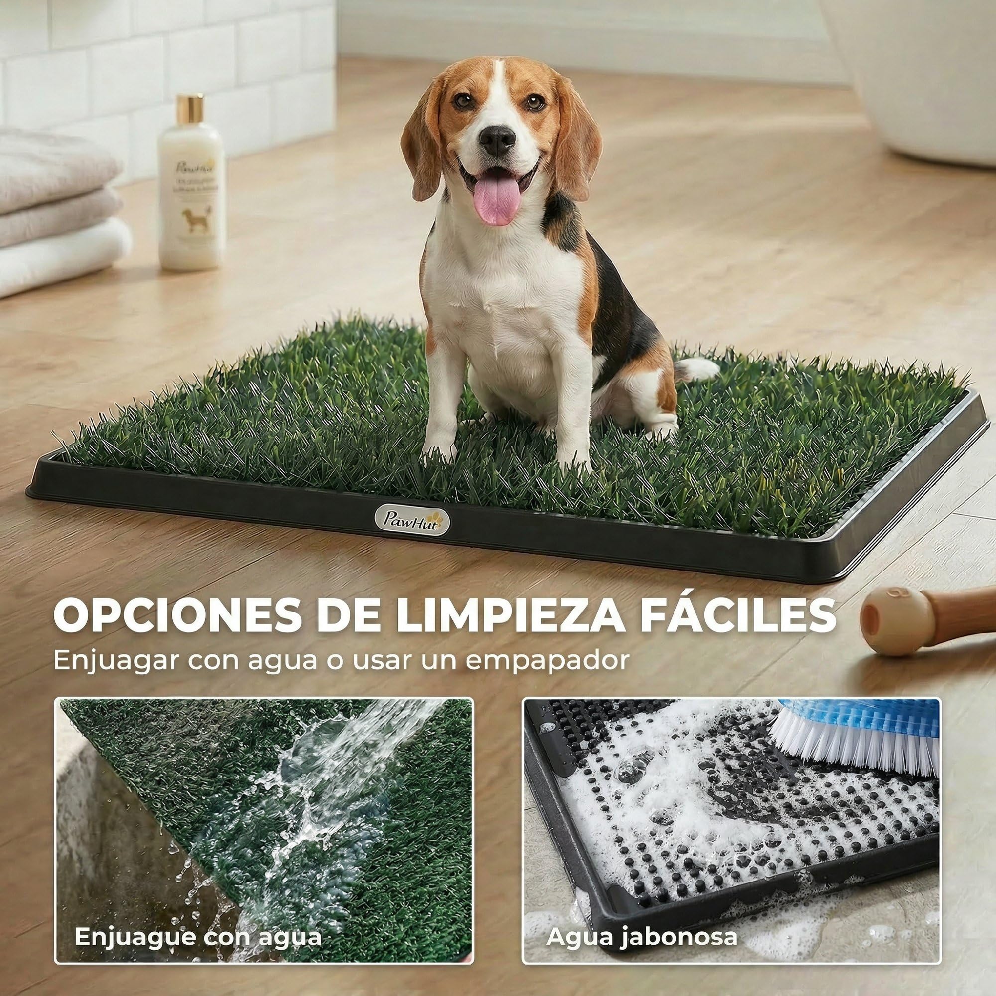 PawHut Inodoro para Perros con Césped Artificial, 76x50,5 cm, Bandeja Sanitaria para Perros para Entrenamiento, con Rejilla de Drenaje, Diseño de 3 Capas y Fácil de Limpiar, Interior y Exterior, Verde