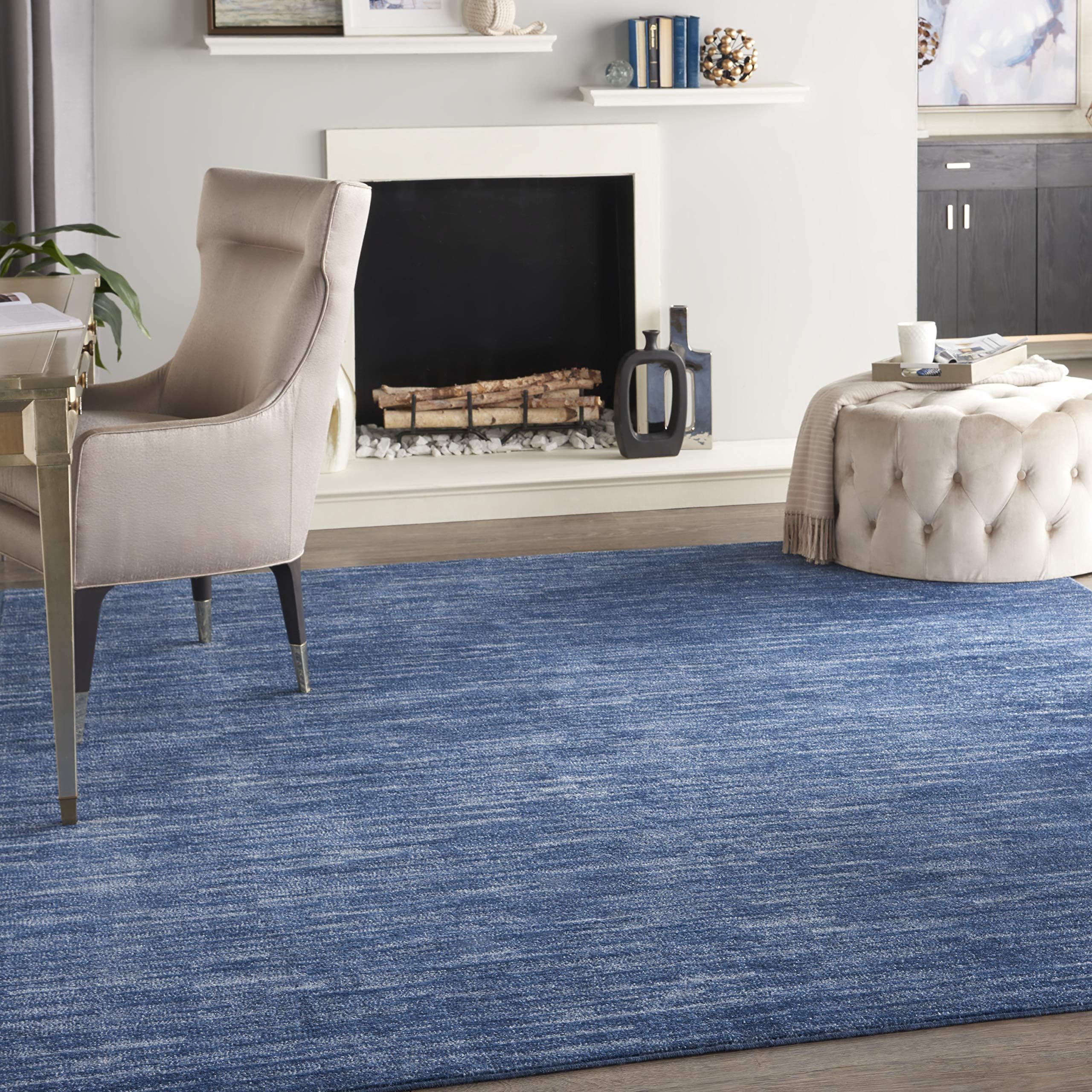 Home Nourison Essentials Navy Blue 7' x 10' Area Rug - Easy Clean, Non Shedding, Bed Room, Living Room, Dining Room, Kitchen (7' x 10')