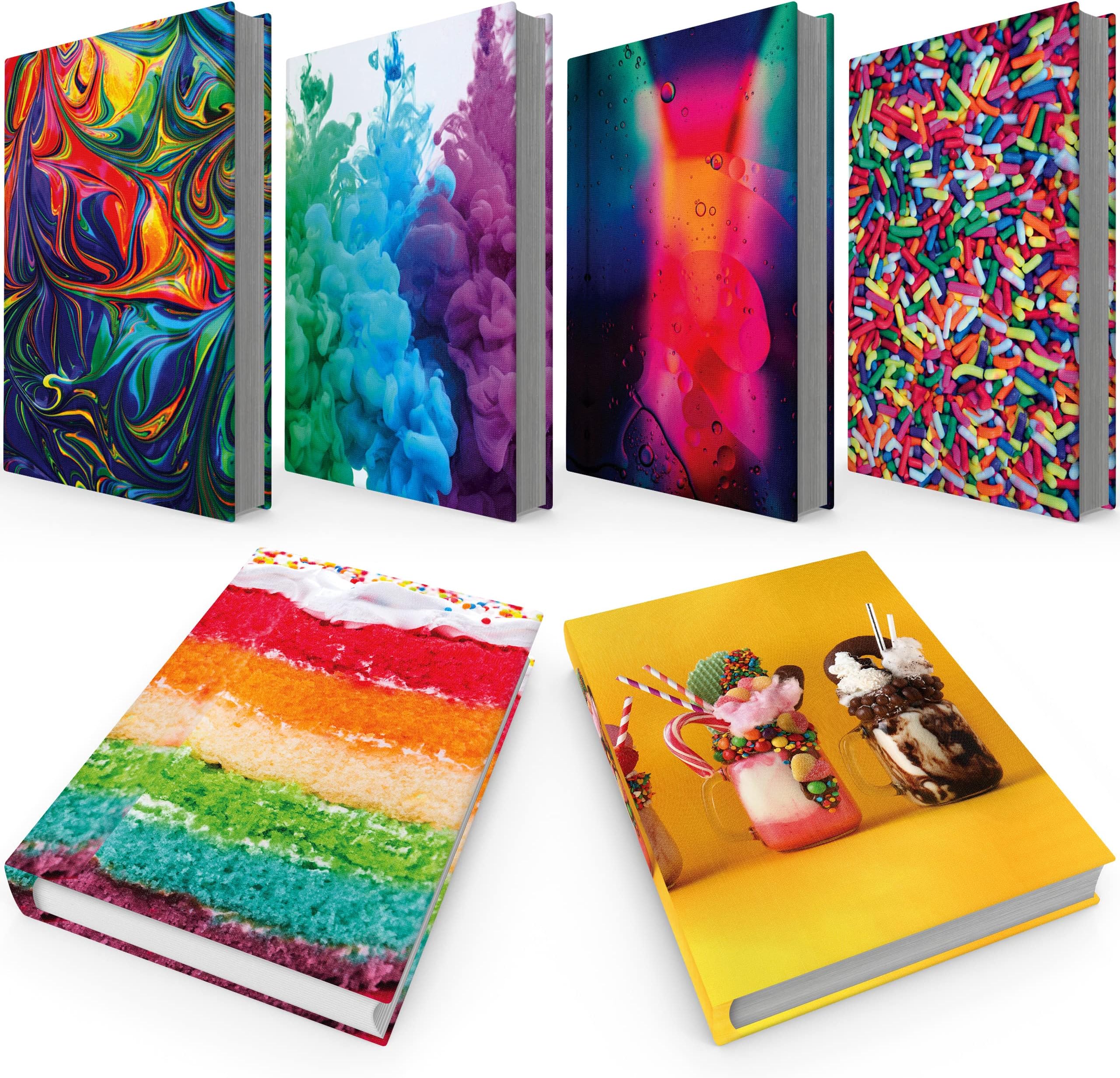 Stretchable, Easy Apply Book Covers 6 Pk of Fun Designs. Standard Jackets Fit Most Hardcover Textbooks Up to 8 x 10". Adhesive-Free, Nylon Fabric Protector. Washable and Reusable Student School Supply