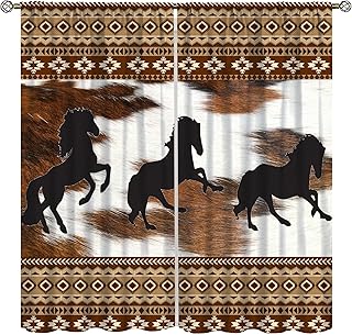 Western Horse Blakcout Curtains,Wild West Cowboy Aztec Native Southwest ...