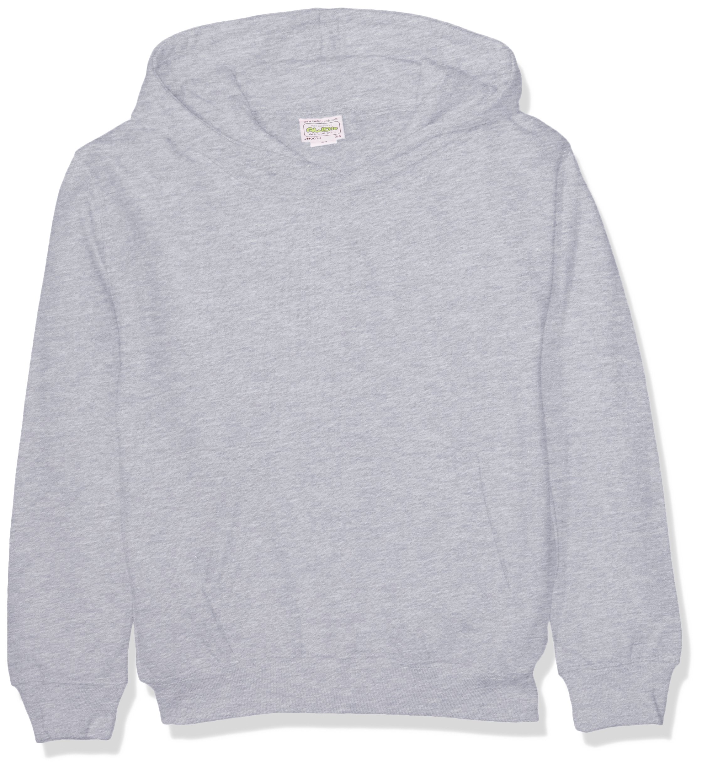 AWDis Boy's Kids Hoodie, Grey (Heather Grey), Large