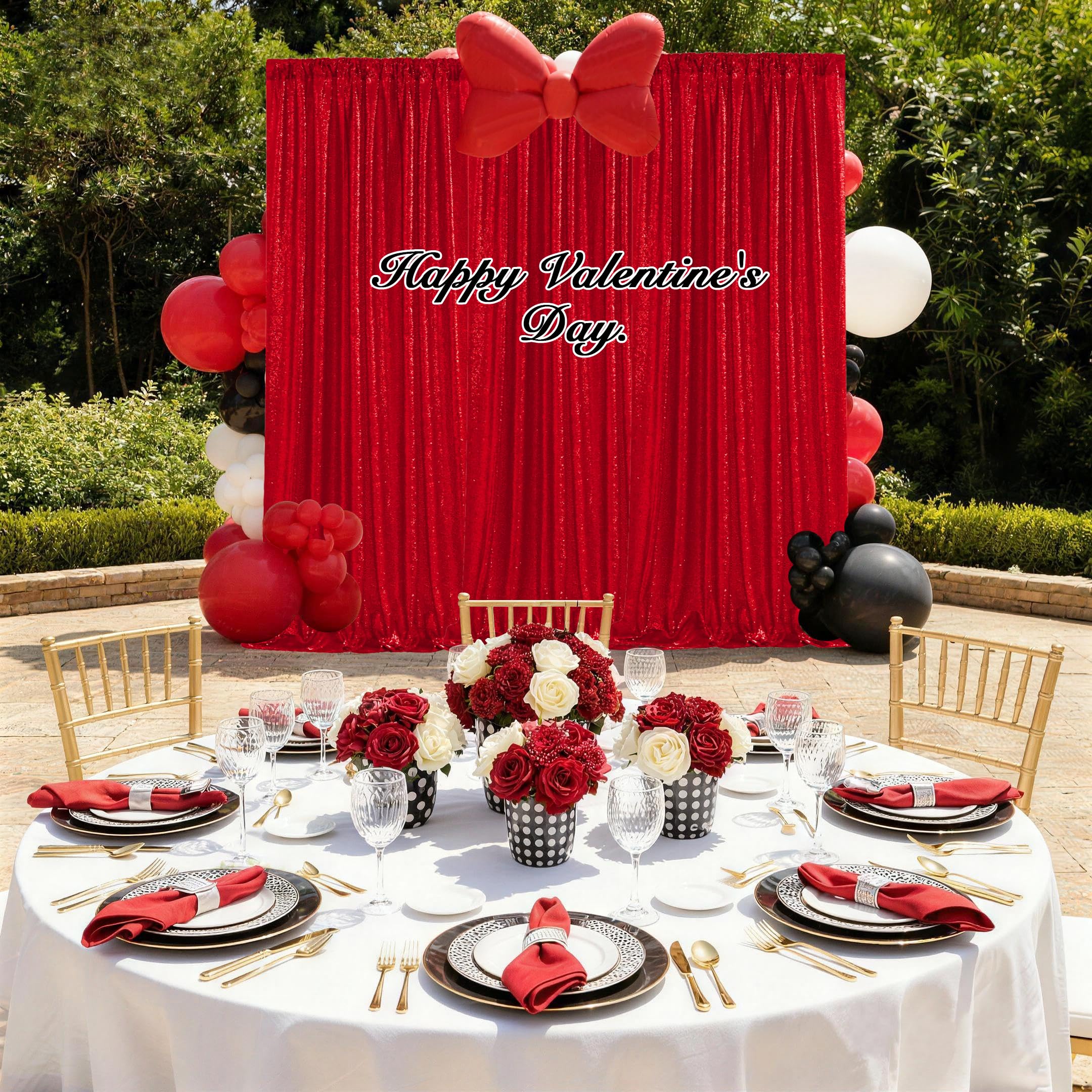 Rouge Fond Photo Toile de Fond Photo à Paillettes 60 x 240 cm, Lot de 2 Fond Photo Fête pour Fête Mariages Photos Toile de Fond d’Anniversaire Décoration Scintillante de Fête