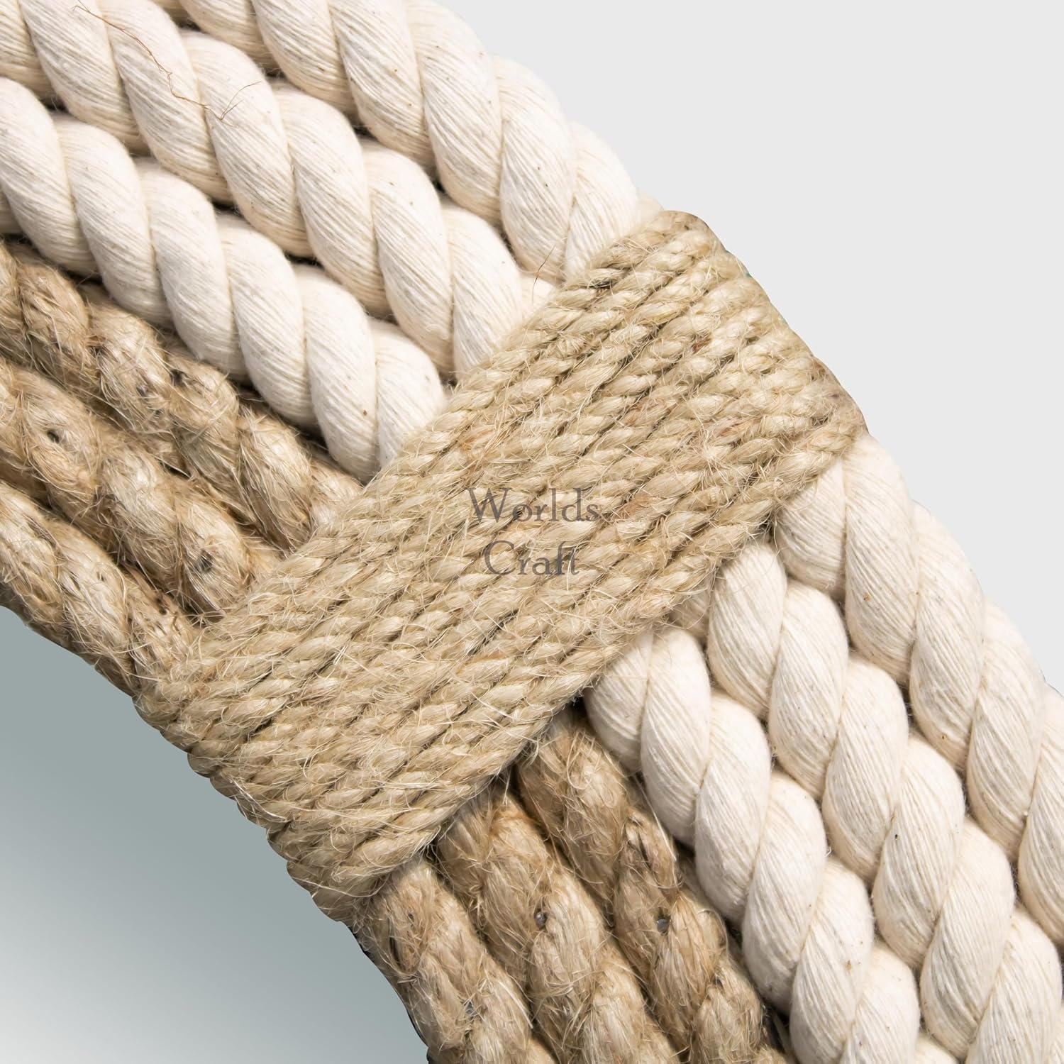 Nautical Hampton Round White Rope Mirror Twisted Rope Home Decor Art Wall Hanging Mirror Coastal Cotton Rope Mirror Wall Mounted Mirror Hanging | Home Deco (15 Inch)
