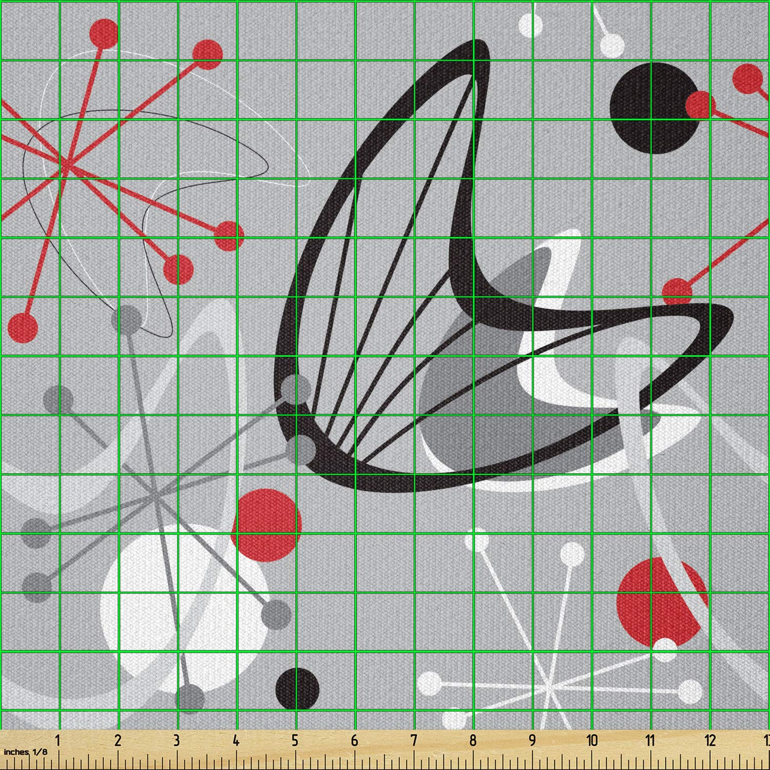 Amazon | Ambesonne ミッドセンチュリー生地 The Yard 科学的インスピ