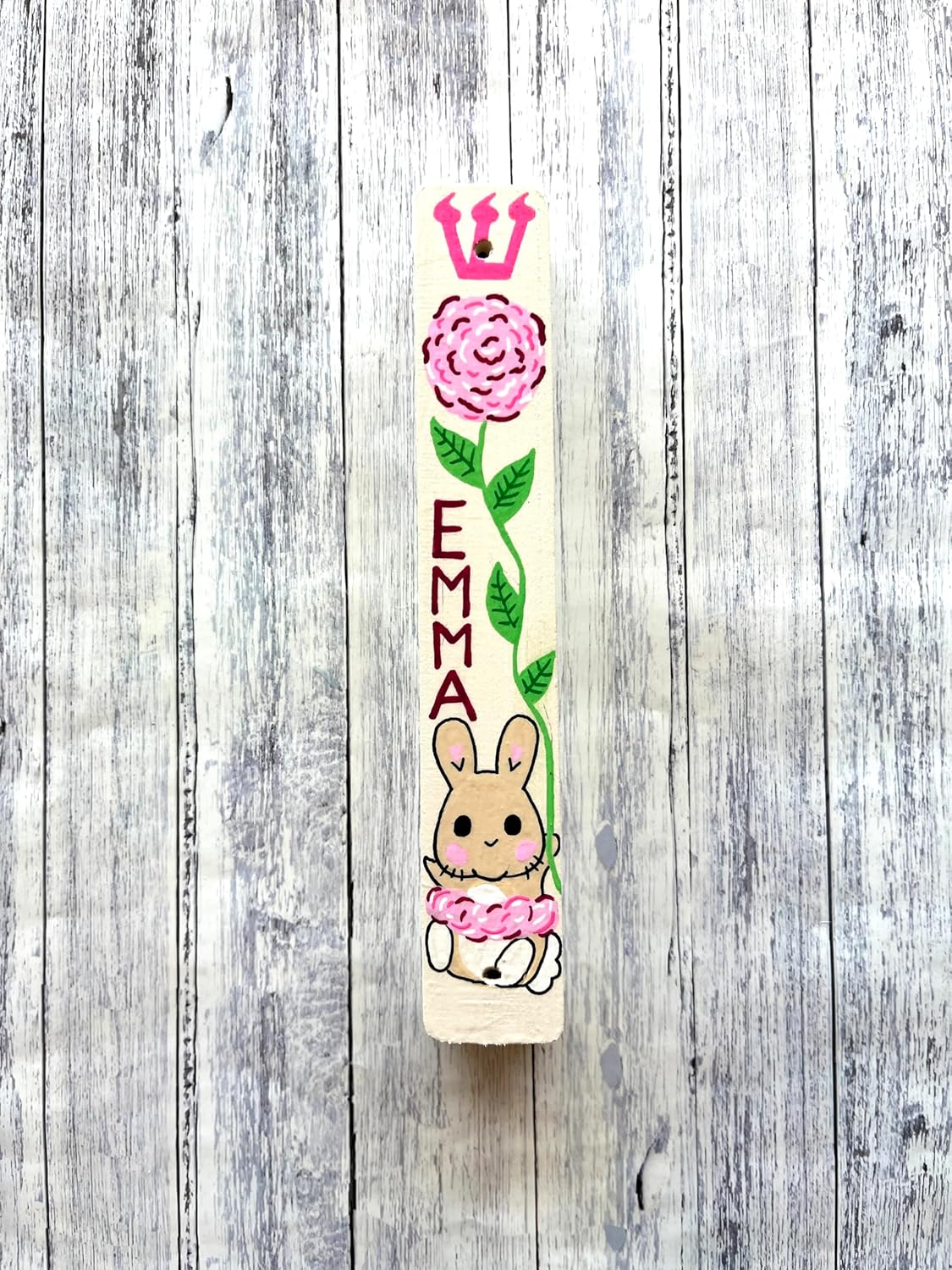 Bunny Rose Mezuzah, Children's Scroll Cases, Jewish Baby Gifts, Bat Mitzvah, Girl's Room, Nursery