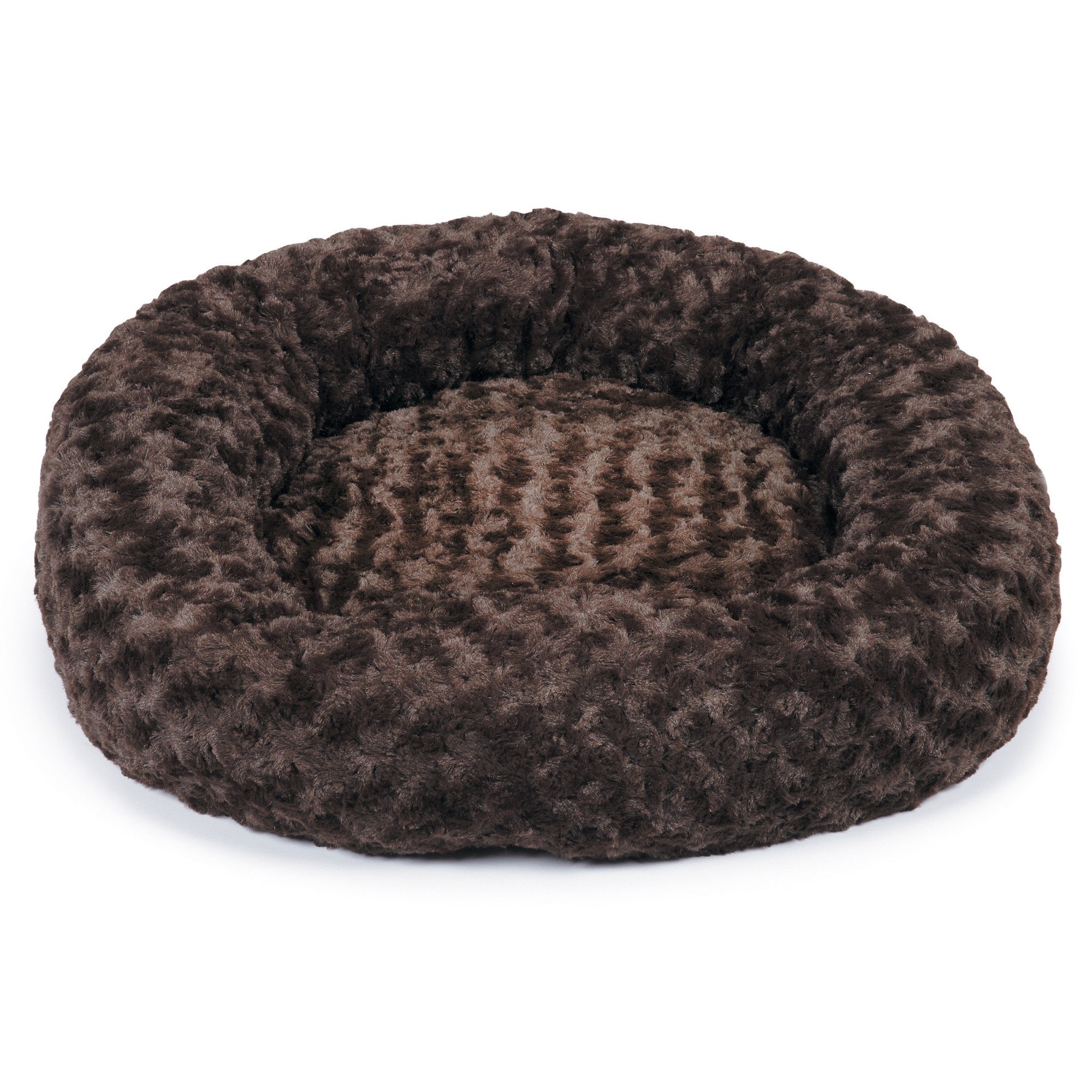 Swirl Plush Donut Beds - Soft and Cozy Donut-Shaped Beds for Dogs and Cats - Large, 32", Chocolate