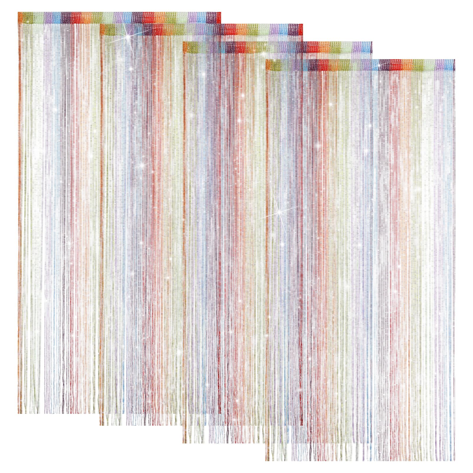 LITLANDSTAR 4 Pack String Door Curtains, 100 x 200cm String Curtain Panel Glitter String Doorways Divider Door Screens for Living Room Bedroom Party Decorations, Multicolour
