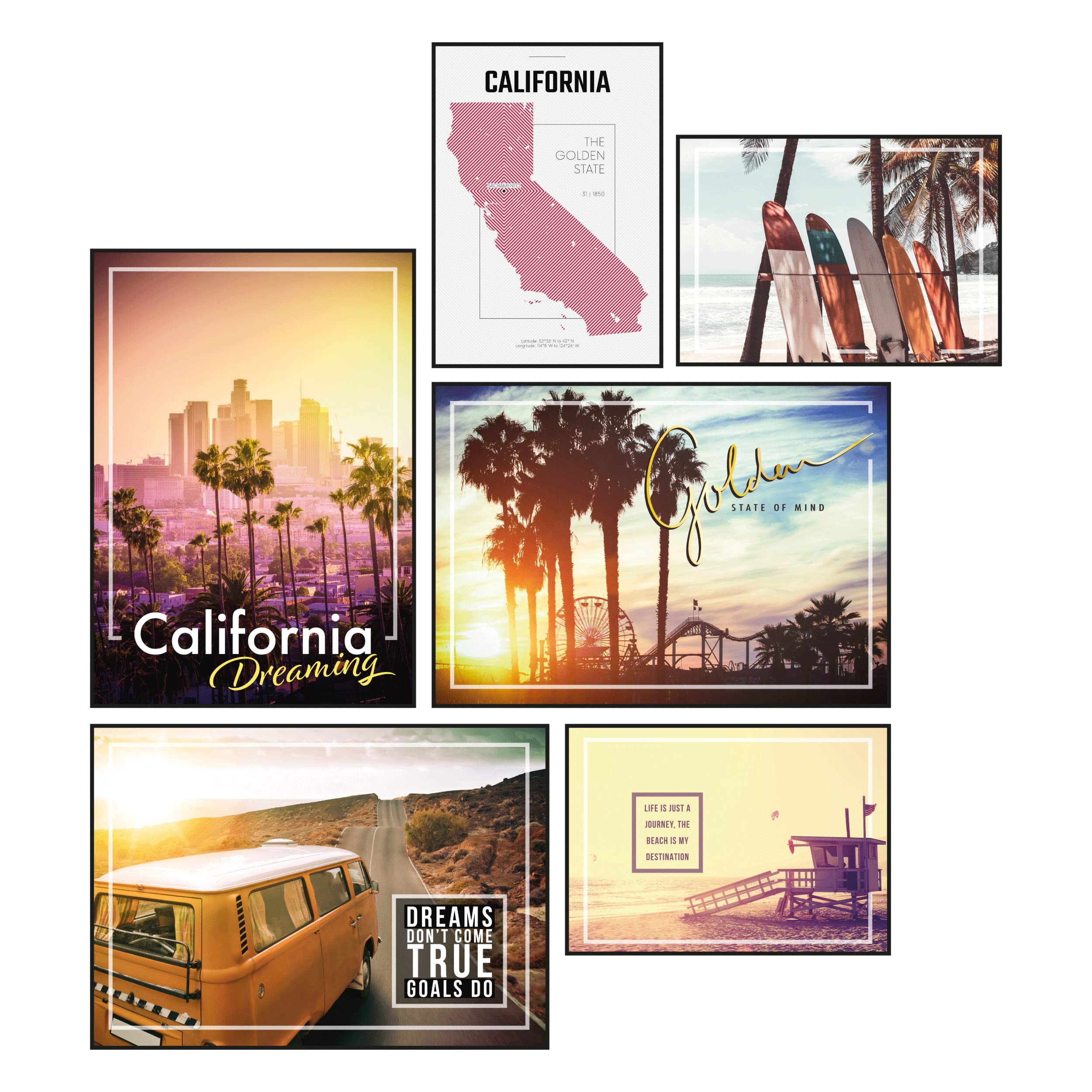 Buy GREAT ART® Mood Set California 6 stylish modern murals collage