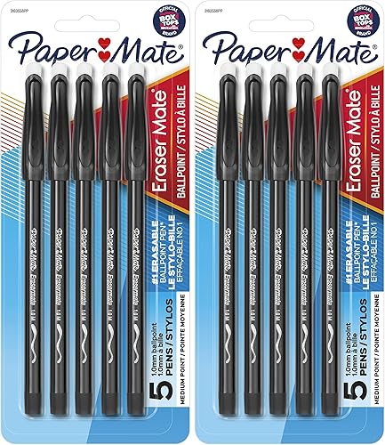 Miniatura 10 de Paper Mate 3930158 EraserMate - Bolígrafo borrable punta media color negro 12 unidades
